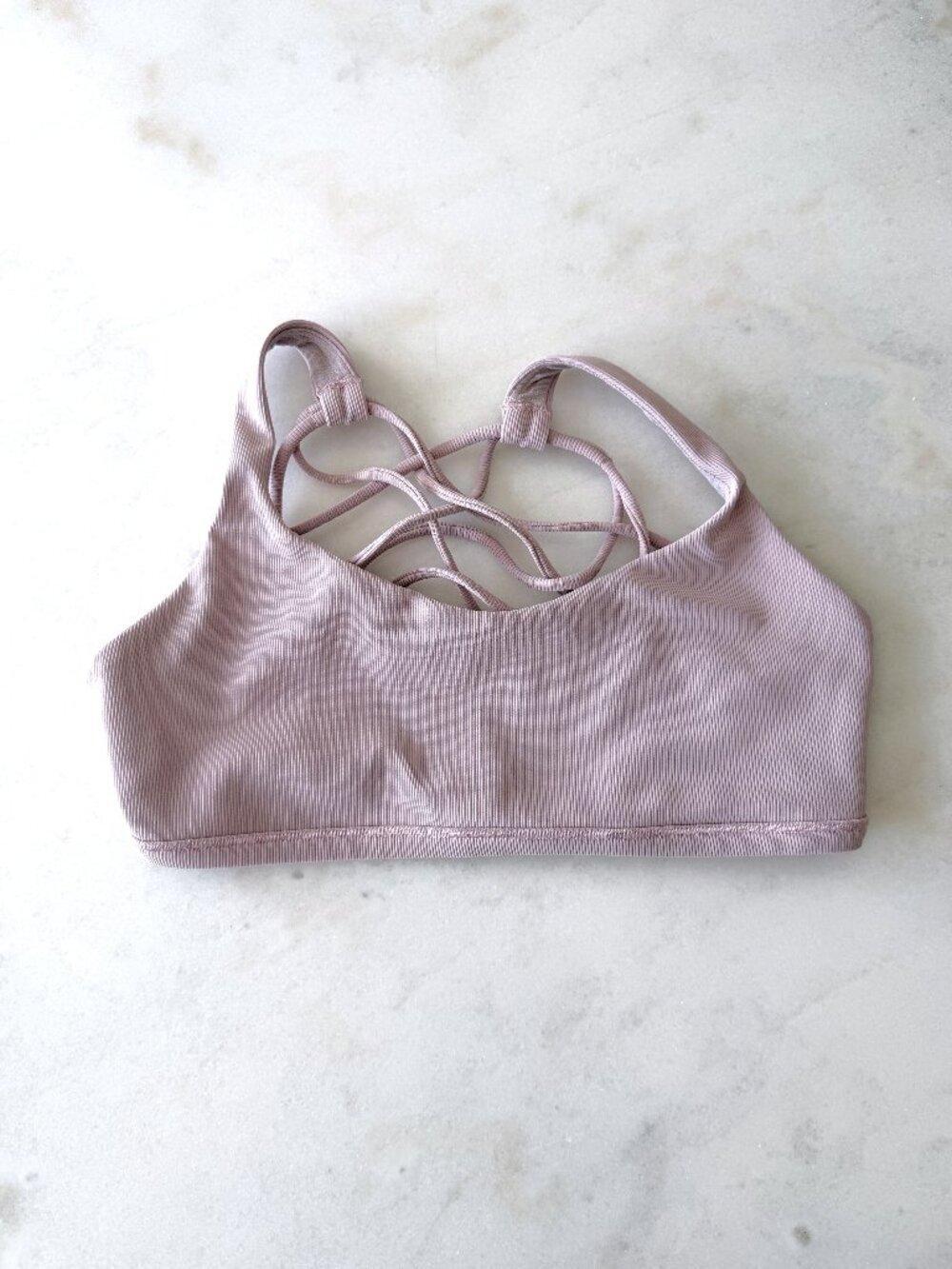 Lululemon Free to Be Wild Ribbed Bra (Peony) strappy pink sports bra (size 6)